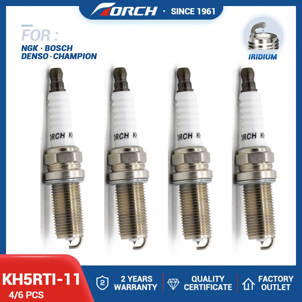 4-6PCS Iridium Spark Plugs Torch KH5RTI-11 Replace for Candle LFR5AIX-11(4469) NISSAN BY481-LFR5A Denso IKH16 HYUNDAI 1884111051