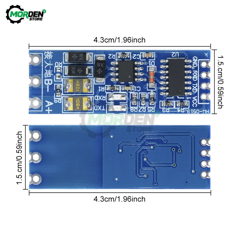 3.3V 5V TTL to RS485 Module Hardware Automatic Flow Control Module Serial UART Level Mutual Conversion Power Supply Module