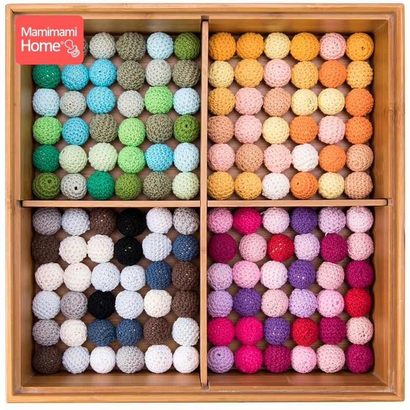 Mamihome 16mm 10PC Crochet Beads Wooden Teether Cotton Thread For DIY Making Necklace Bracelet Wooden Blank Children'S Goods Toy
