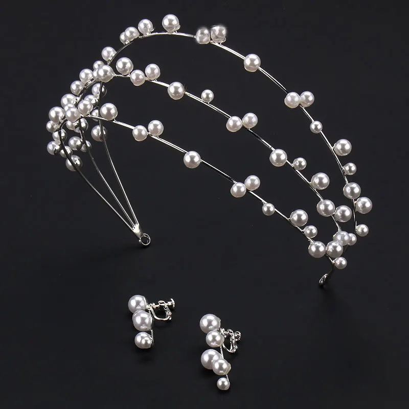 Wedding Crown Women's Retro 2-3-rows Pearl Headband Generous Wedding Decorations Ladies Hair Accessories Unique Jewelry Hot Sale