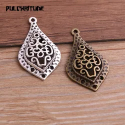 PULCHRITUDE 8pcs 23*41mm Two Color Zinc Alloy Necklace Charm Jewelry DIY Hollow Water Droplets Connector Pendant Necklace