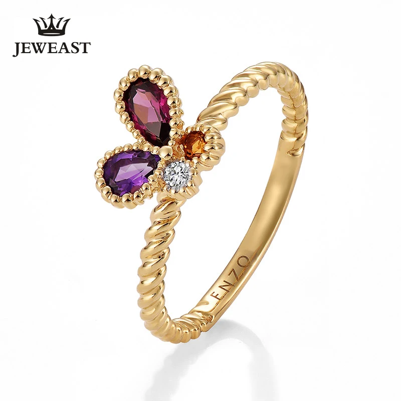 

ENZO Natural Garnet 9K Pure Gold 2023 New Hot Selling Top Ring Women Heart Shape Ring For Ladies Woman Genuine Jewelry