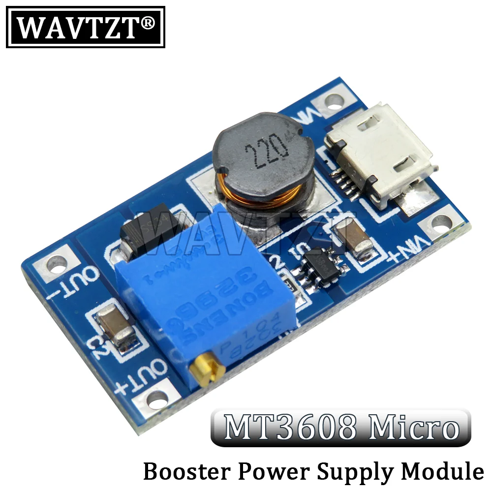 MT3608 Micro DC-DC Step Up Converter Booster Power Supply Module Boost Step-up Board TP4056 Micro MAX output 28V 2A For Arduino