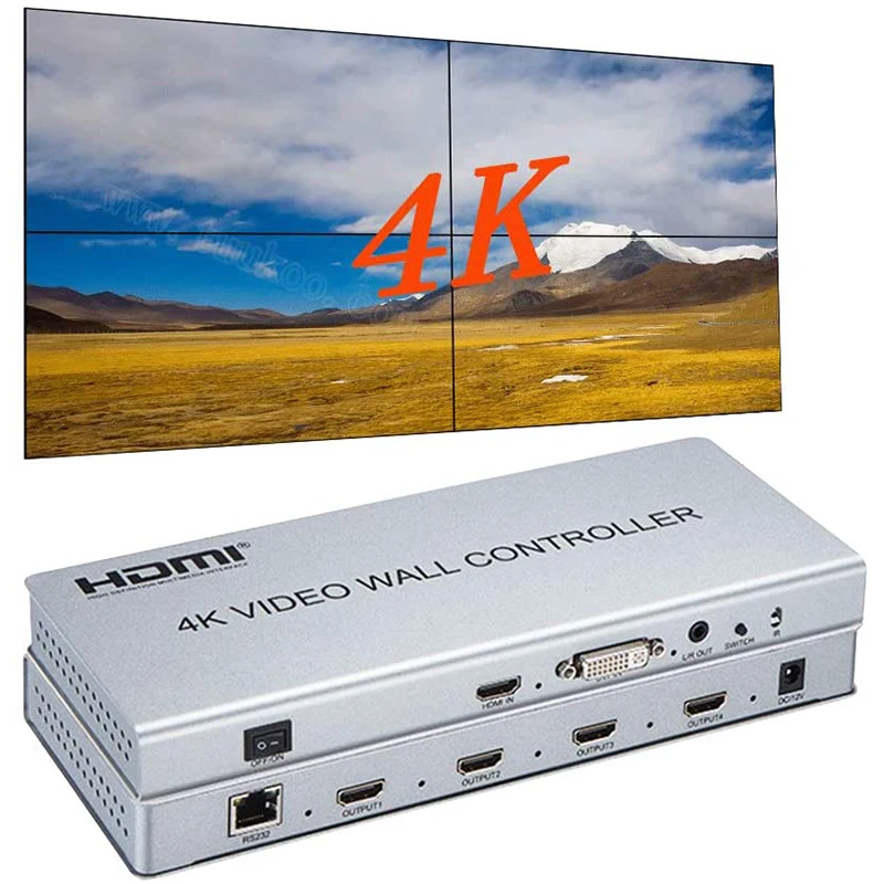 2x2 Video wall controller 1 HDMI/DVI Input 4 HDMI Output 4K TV Processor Images Stitching Video Wall Processor