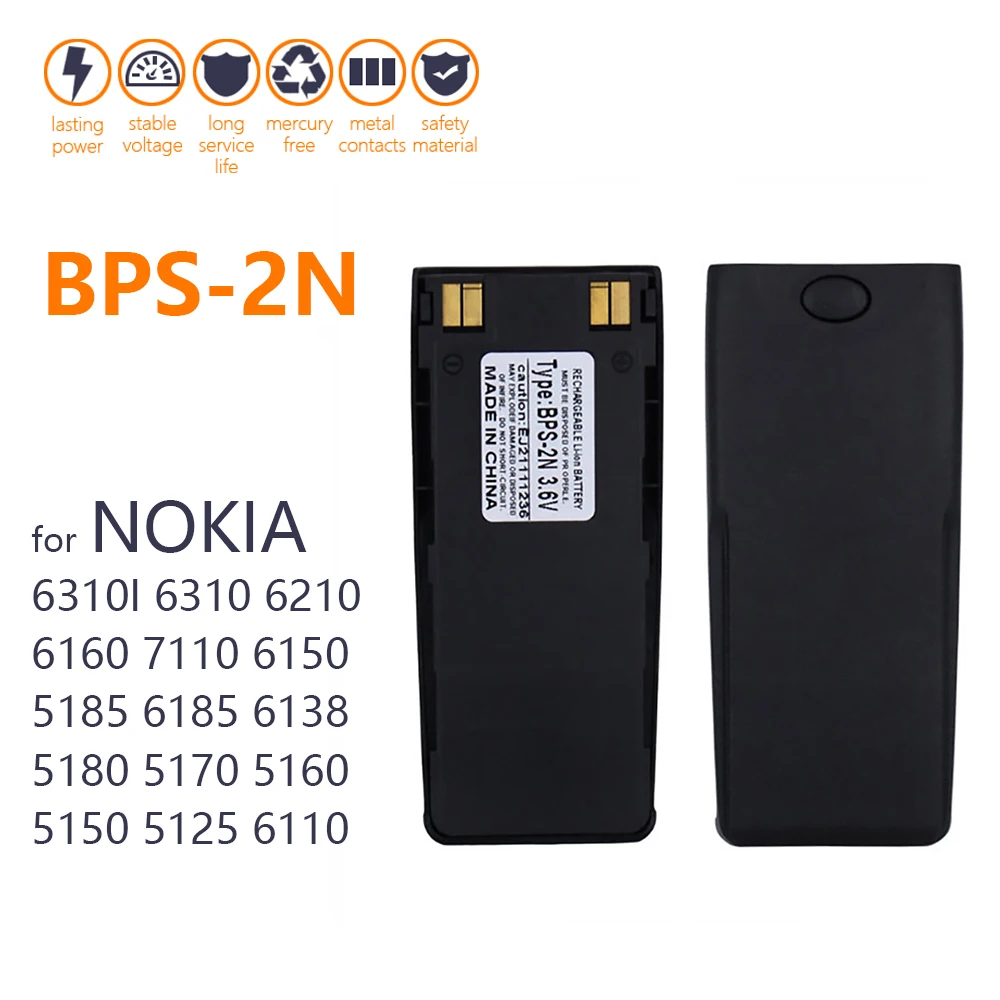 100% Genuine 2000mAh BPS-2N For Nokia 6185 6138 6110 6310I 6310 6210 5180 5170 5160 5150 5125 6160 7110 6150 5185 5165 5110