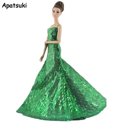 Green Sequin Fashion Doll Clothes For Barbie Doll Outfits Princess Gown 1/6 Dolls Accessories Party Dress For Barbie Doll