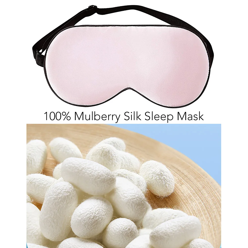 100% Real Mulberry Silk Mask Eye Covers for Sleeping Blindfold with Adjustable Strap Comfortable Super-Smooth & Soft Unisex