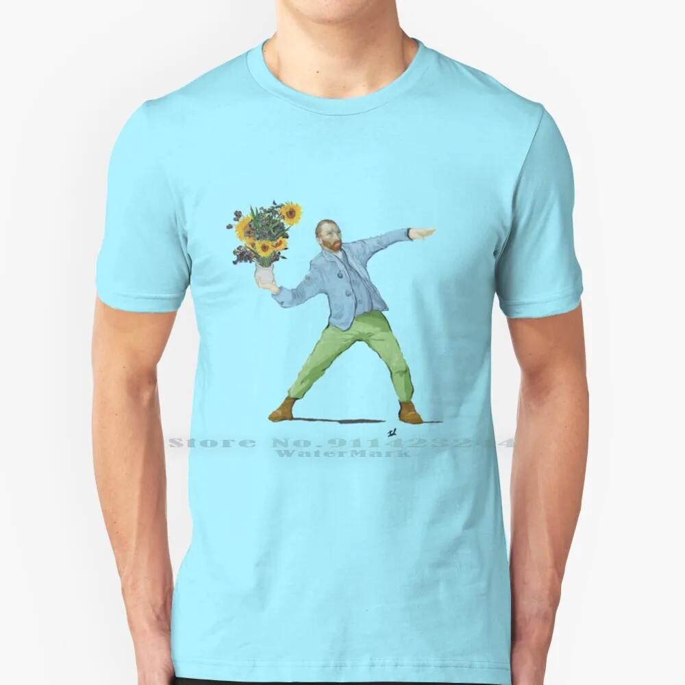 Van Goghsky 100% Cotton T Shirt Van Gogh Banksy Molotov Cocktail Sunflowers Violets Pop Culture Pop Art Popculture Popart