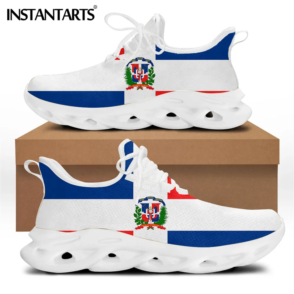 INSTANTARTS Dominican Republic Flag Brand Design Women Lace Up Flat Sneakers Female Mesh Walking Footwear Zapatos Mujer 2021