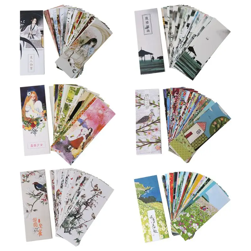 2022 New 30pcs Flowers Birds Bookmarks Paper Page Notes Label Message Card Book Marker School Supplies Stationery