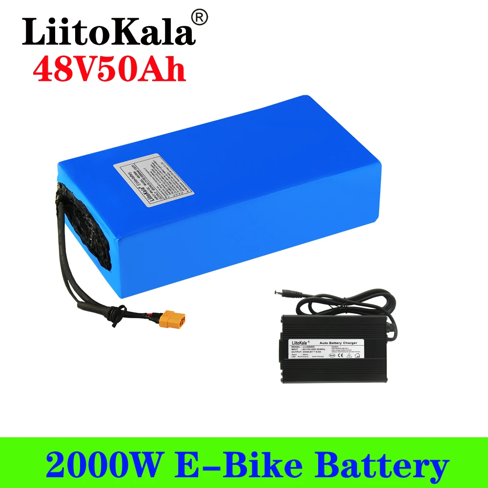 LiitoKala 48V 50Ah Electric Bike 21700 13S10P Lithium Battery Pack for 1000W 1500W 2000W 2500W 20A 30A 50A BMS E-Bike Battery