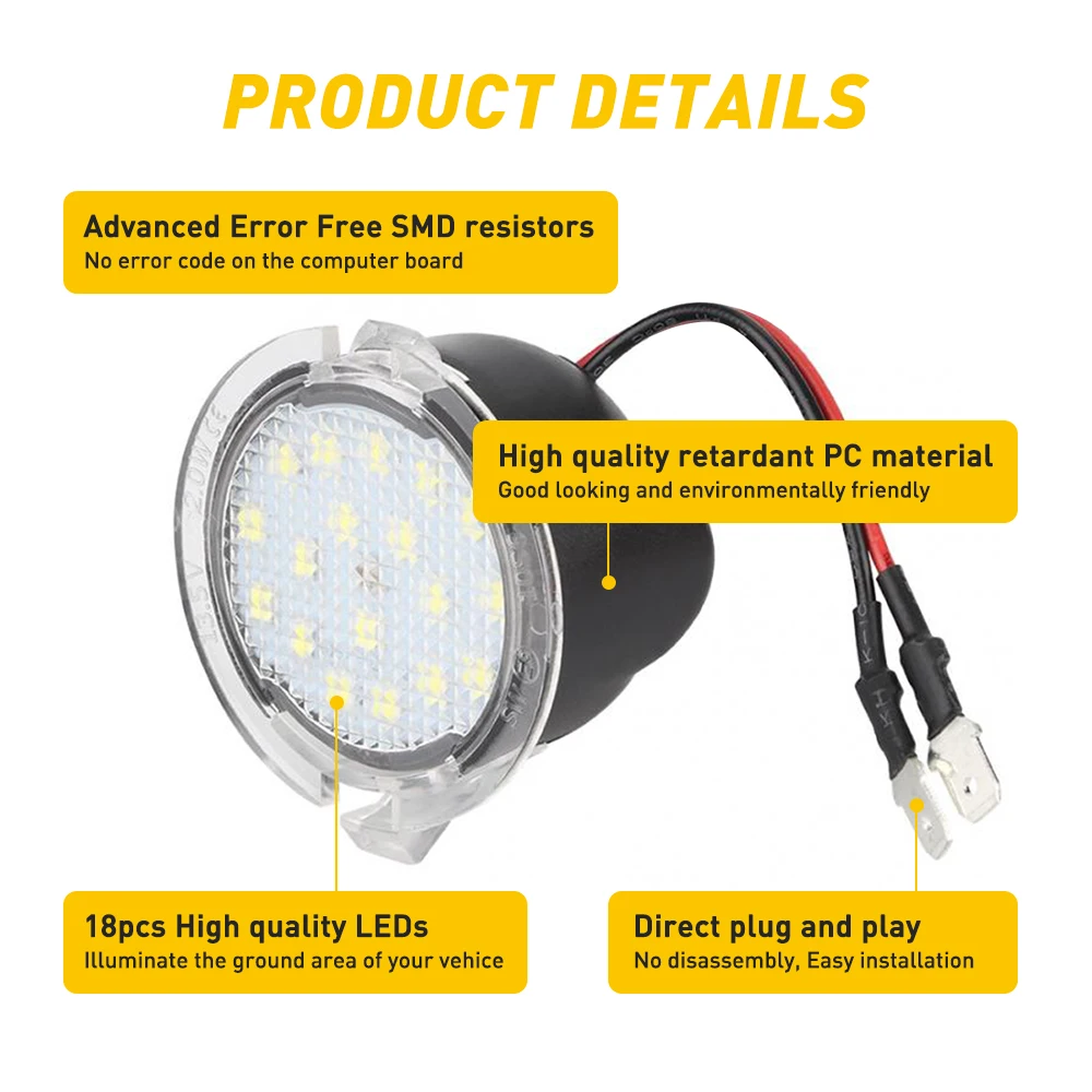 AUXITO 2Pcs Car LED Under Side Mirror Light Puddle Lamp for Ford Expedition Edge F150 Flex Explorer Raptor SVT Taurus Lincoln LS