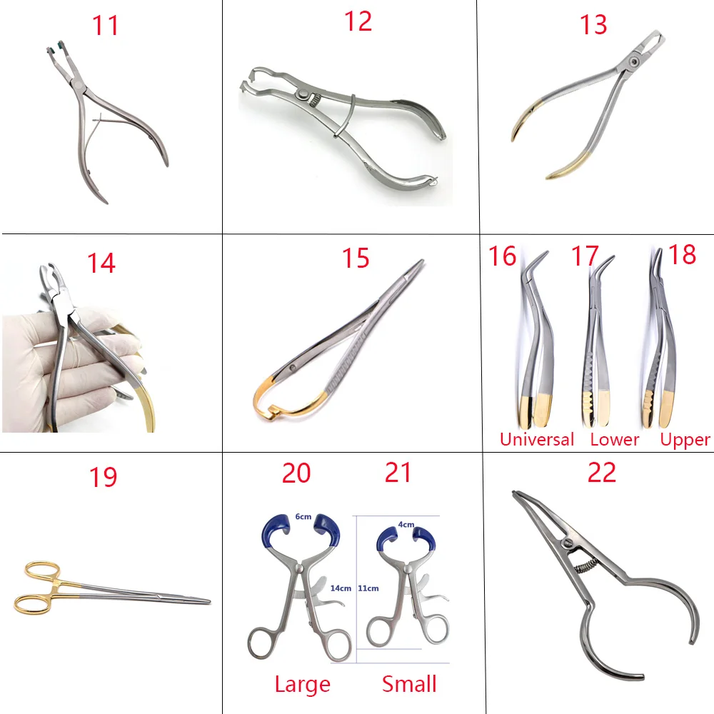 Various types of pliers Dental Orthodontic instruments Lingual Wire NiTi Cinch Back Plier TC End Cutting Plier