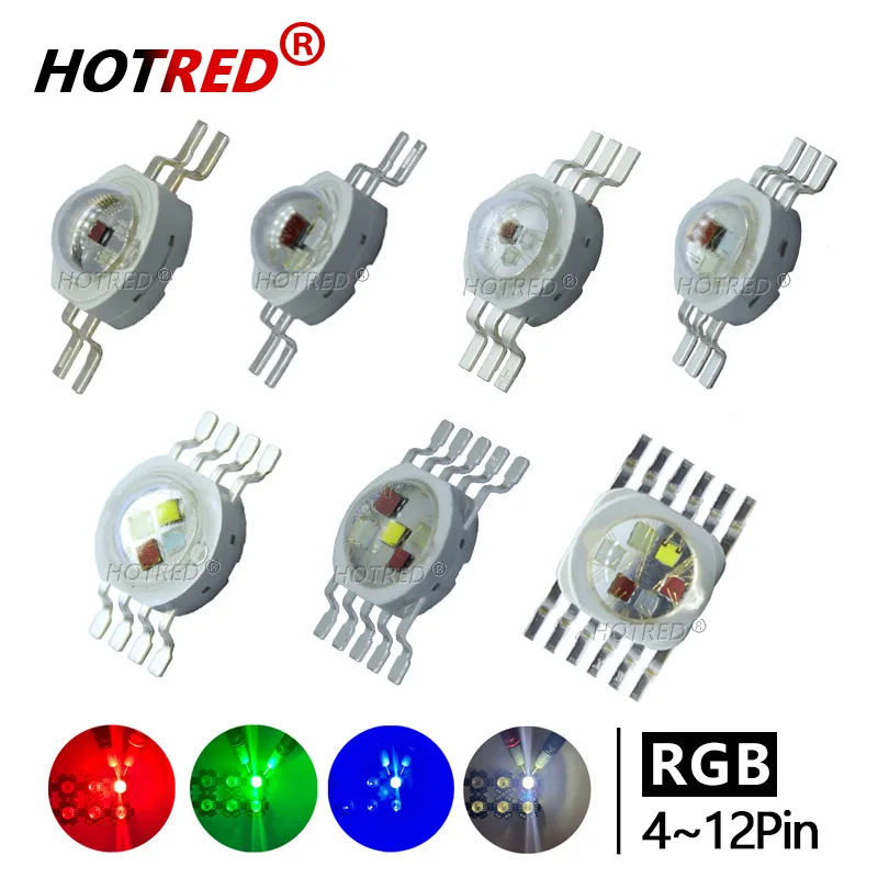 Microplaqueta conduzida da espiga para a luz da fase, rgbw, rgbww, rgbwy, rgbwyv, 3w, 4w, 5w, 6w, 8 w, 9w, 10w, 12w, contas 15w, 18 w