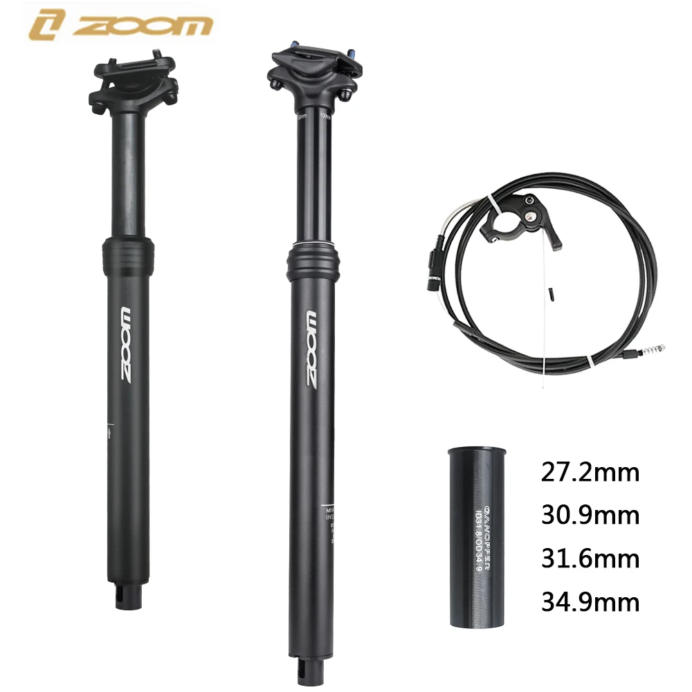 

ZOOM MTB Dropper Seatpost Wire Control Travel 100mm Internal Routing External Cable Remote Lever MTB Bicycle Seat Post 30.9 31.6