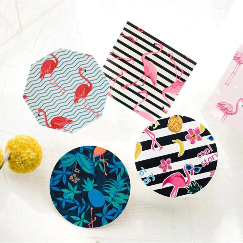 45 sztuk/zestaw Flamingo papierowa naklejka dla majsterkowiczów prezent Craft etykieta dekoracje na imprezę urodzinową Cartoon materiały do ​​scrapbookingu dla dzieci