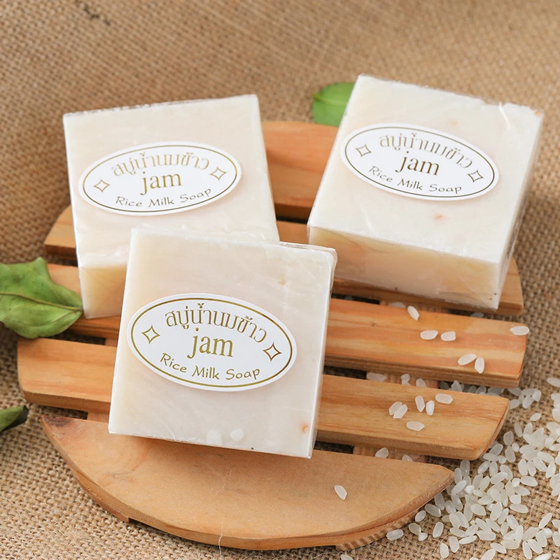 JAM Rice Soap 65g Original Thailand Handmade Soap Vitamin Rice Milk Collagen Bleaching Soap Skin Whitening Soap for Face Body