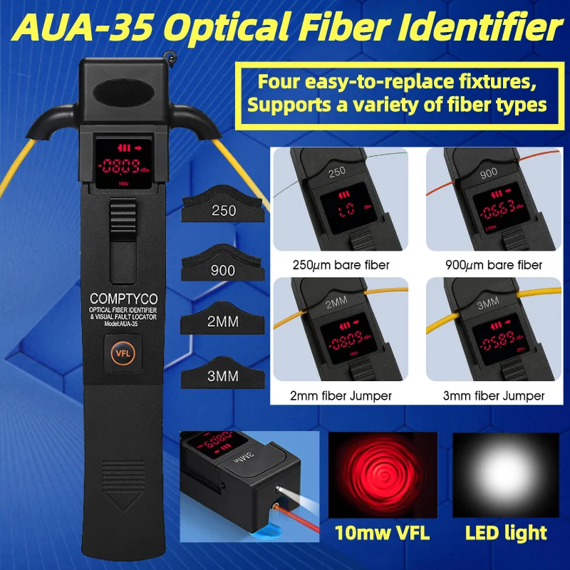 

COMPTYCO AUA-35/40(Optional) Optical Fiber Identifier Fiber Direction Indicator Built-in 10mw Visual Fault Locator and LED Light