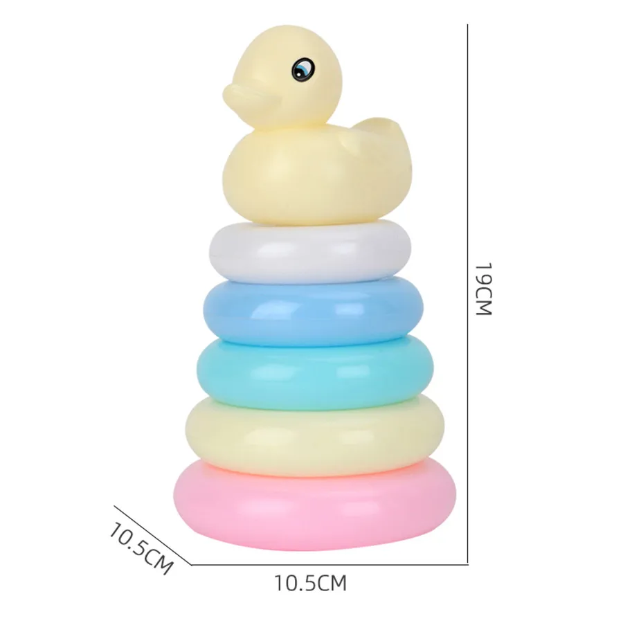 Montessori Rainbow Color Stacking Rings Pyramid Tower Stacking Circle Toys Bath Tub Early Educational Develop Toys Kids Gift