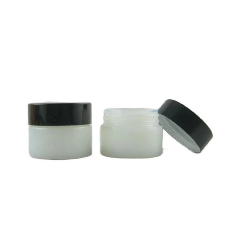 

15G 20pcs/lot High Quality Empty Cream Jar, DIY White Empty Cosmetic Mask Storage Box,Glass Empty Cream Container with Black Lid