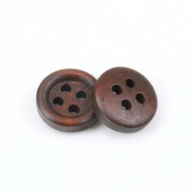 Round Wooden Sewing Vintage Buttons Dark Brown for Handmade Scrapbooking Craft 50pcs 12mm