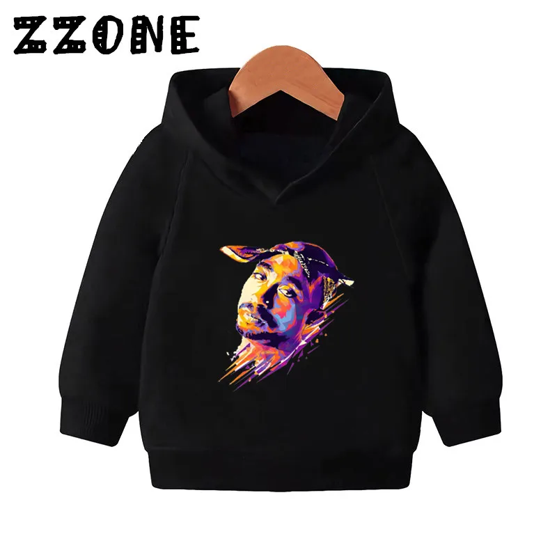 Kids Tupac 2pac Print Hooded Hoodies Children Hip Hop Sweatshirts Baby Pullover Cotton Tops Autumn Girls Boys Clothes,KMT287