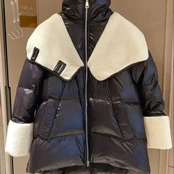 Veste en coton avec couture de cheveux d'agneau pour femme, conception droite, combinaison de personnalité, fouet, jxShort, coréen, hiver, 2024