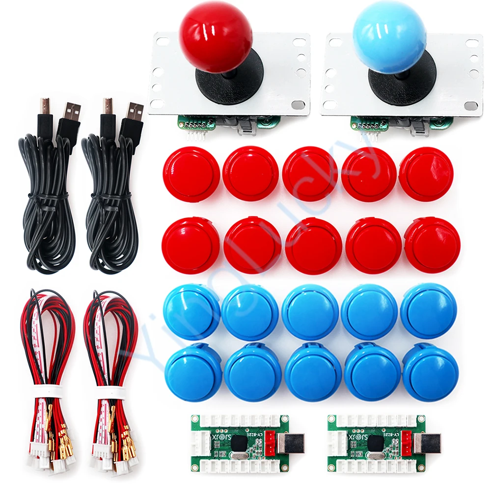 Arcade DIY Kit for 2 Players, Game Board to PC Joystick, 5Pin Copy, Sanwa Joystick + 30mm Button, Arcade Video Game Parts