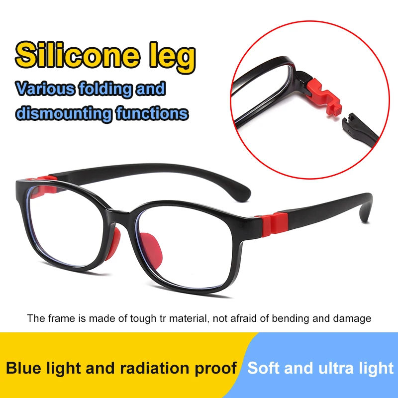 Anti Blue Light Kids Glasses Square Children Boy Girls Computer Silicone Frame Eyewear Boys Girls Anti Blue Light Eyeglasses