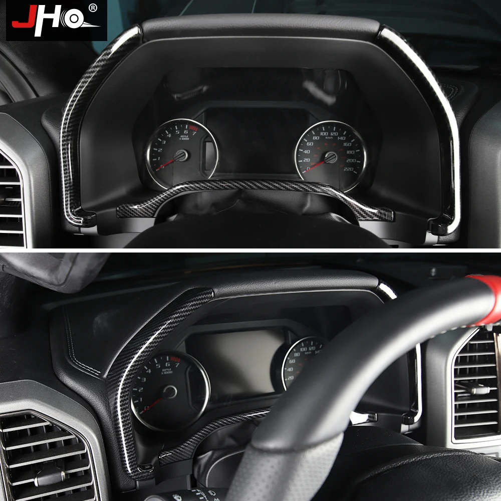 JHO ABS Carbon Grain Dash Side Instrument Panel Overlay Cover Trim For Ford F150 RAPTOR 2017-2020 2018 XLT 2019 Car Accessories