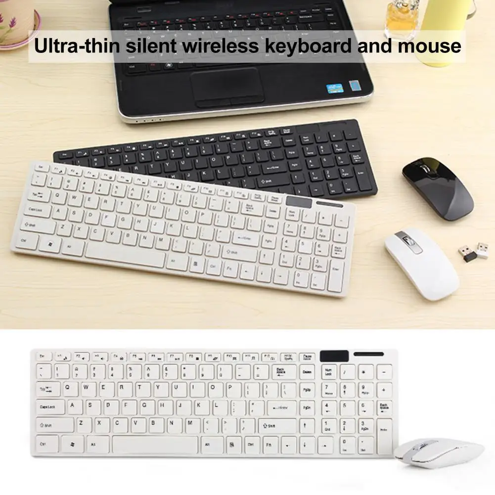 

Wireless Mouse Keyboard Kit Ultra-Thin Portable ABS 104 Keys 2.4GHz Silent Design Keyboard for Windows for Mac for Android OS