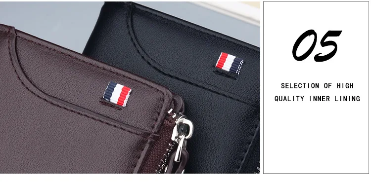 Men's Short PU Leather Wallet with Zipper Coin Pocket description 20