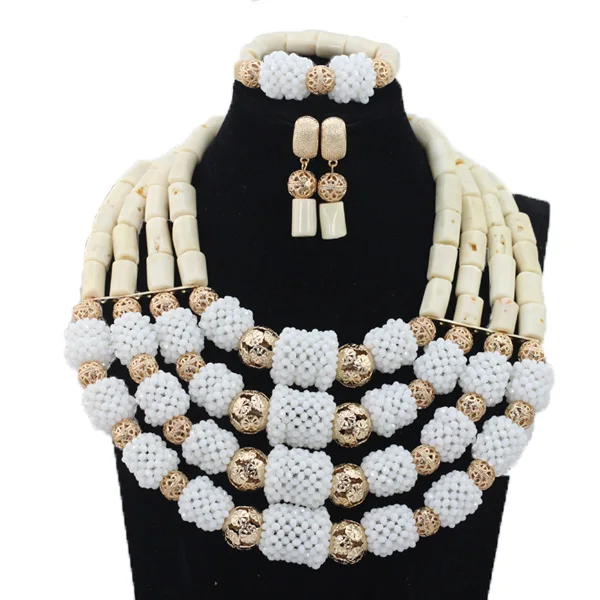 Natural Coral African Indian Bridal Beads Necklace Set  Nigerian Traditional Wedding Coral Beads Jewelry Set Free Shipping ABG19