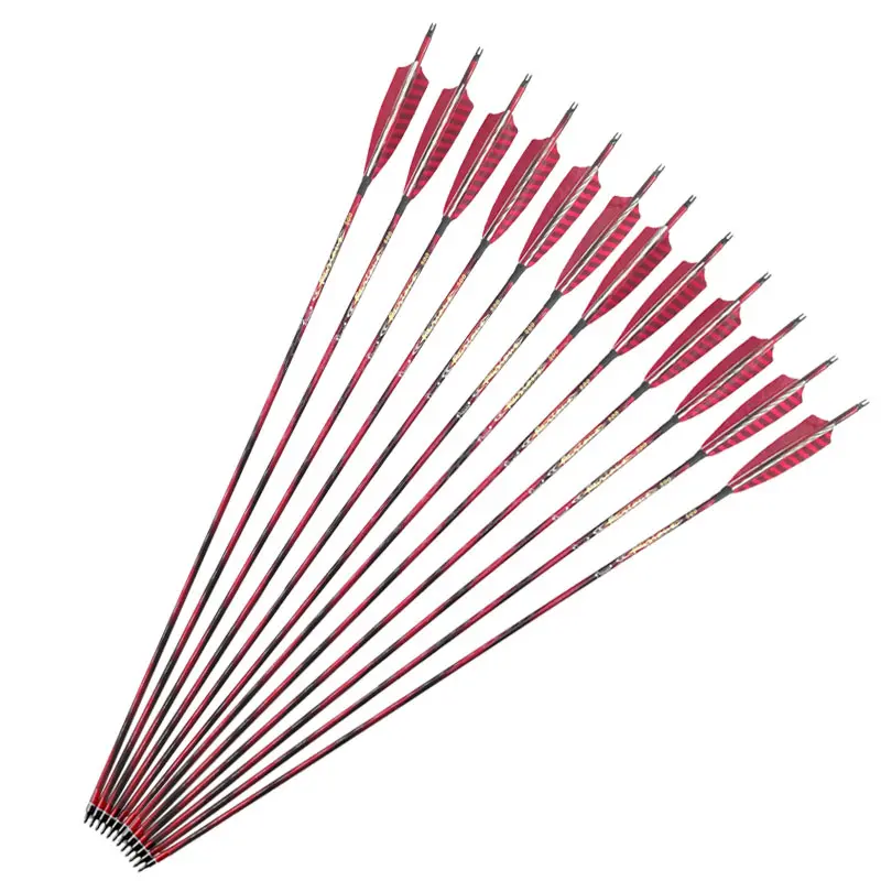 

6/12pcs Archery Arrow Spine 400 500 600 ID6.2mm Shafts 5inch Turkey Feahter fot Hunting Shooting Compound Recurve Bow