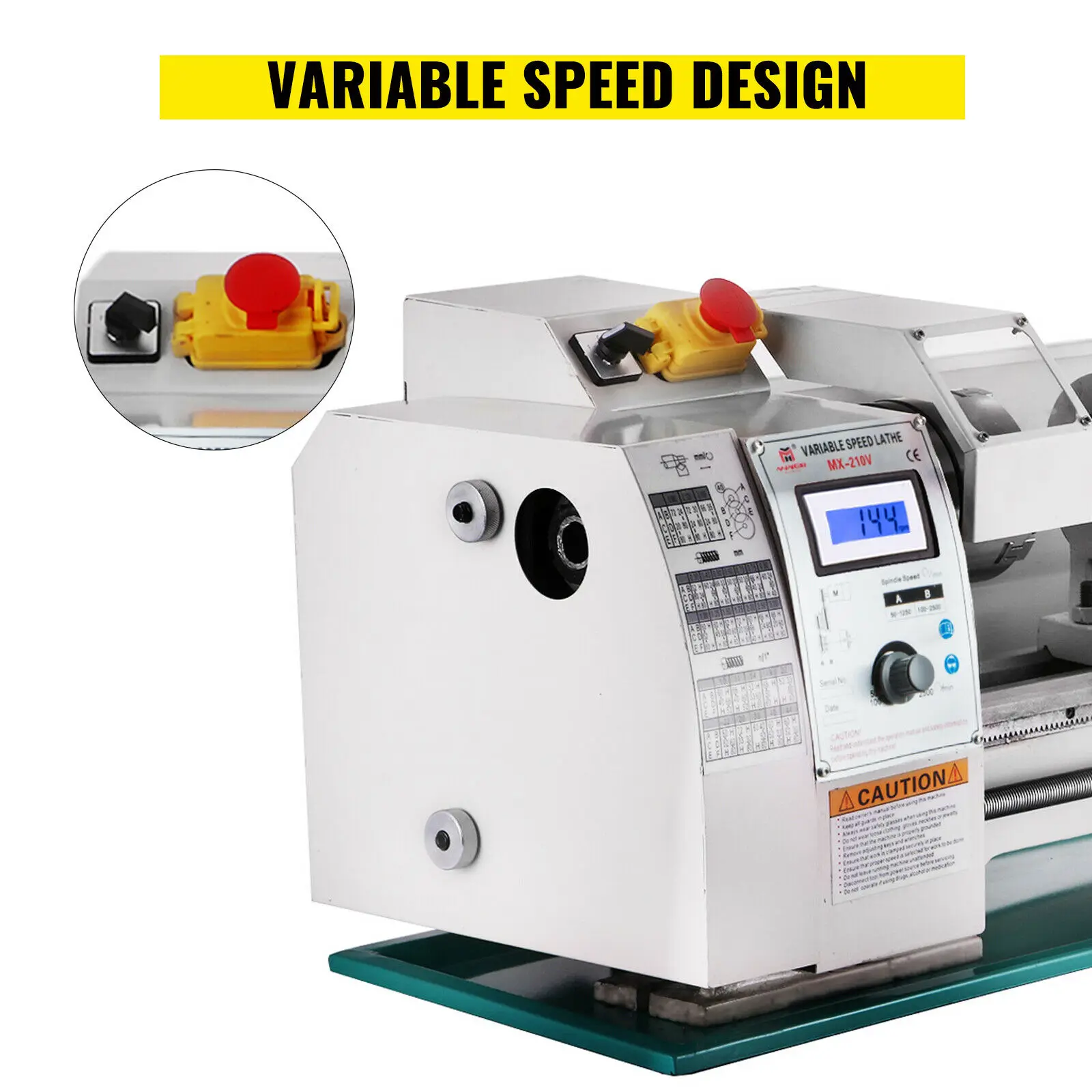 Variable-Speed Lathe MX-210V WM-210V Metal Lathe With Metal Gears And Center frame 220V