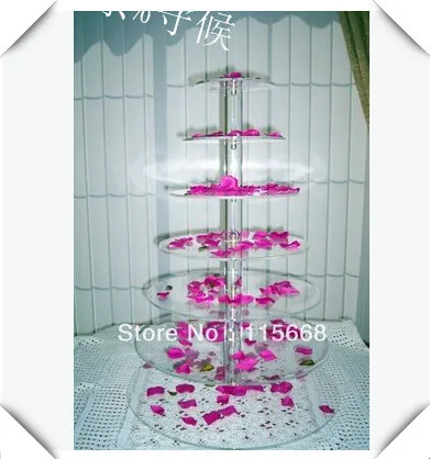 

HOT!Free shipping Best Quality!7 Tier Round Clear Plexiglass Party Cupcake Stand Acrylic Wedding Maypole Cake Display decoration