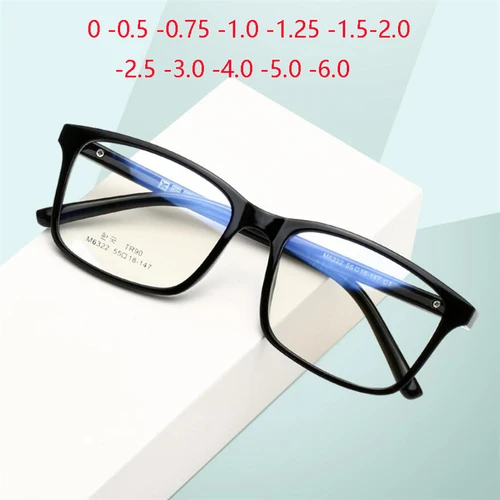 Gafas cuadradas con montura grande para miopía, gafas a la moda para hombres y mujeres, antiluz azul TR90 okulary korekcyjne 0-0,5-0,75-1,0 a-6,0