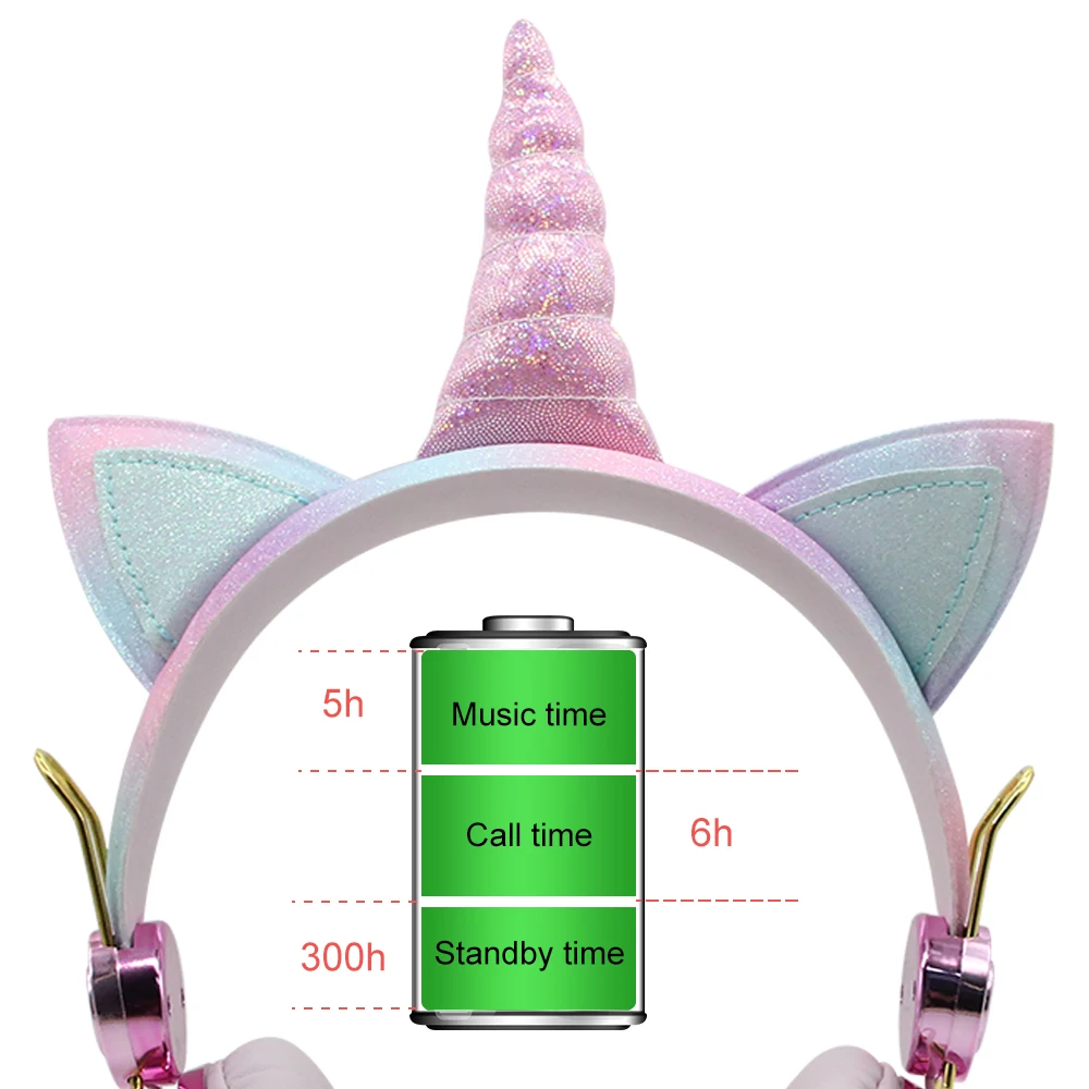 Wireless headphones Kids Headset Cartoon Unicorn Blue-tooth Headphones Microphone Casco Gaming Handsfree Calling Auricularesgift