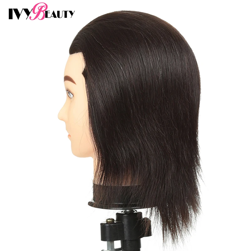 Male Mannequin Training Head Without Beard Hair Dummy Doll Hairdressing Practice Maniqui Head With Human Haiir For Hair Cutting