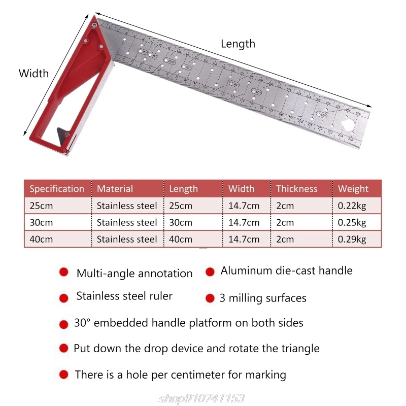 45/90° 25cm/30cm/40cm L Square Stainless Steel Marking Gauge Ruler for Woodworking Carpenter Tools N19 20 Dropship