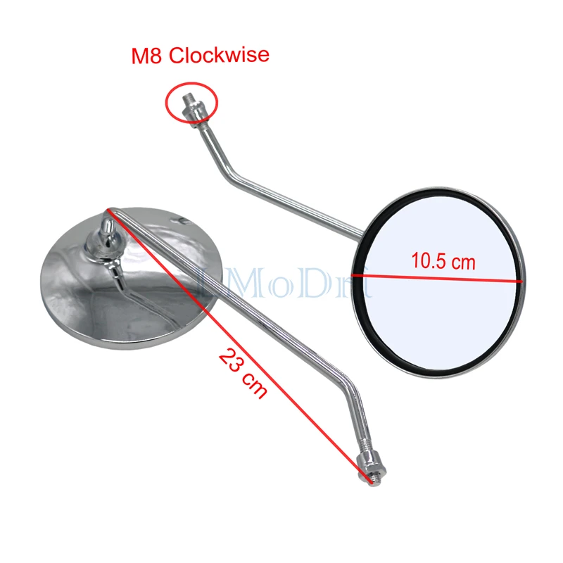 Free Shipping Universal Motorcycle Back View Mirror Round Shape Rearview Side Mirrors For Motorbike With 8mm Screw