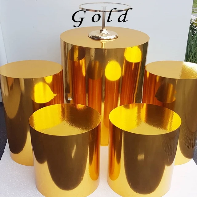 

5pcs/set)Gold Mirror mental Plinth Centerpieces Acrylic Plinth Stand Pedestal for Wedding Display Stand yudao321