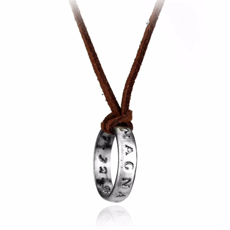 Movie Game Uncharted 4 Necklace Nathan Drake Cosplay Ring Leather Code Ancient Vintage Pendant Jewelry Prop