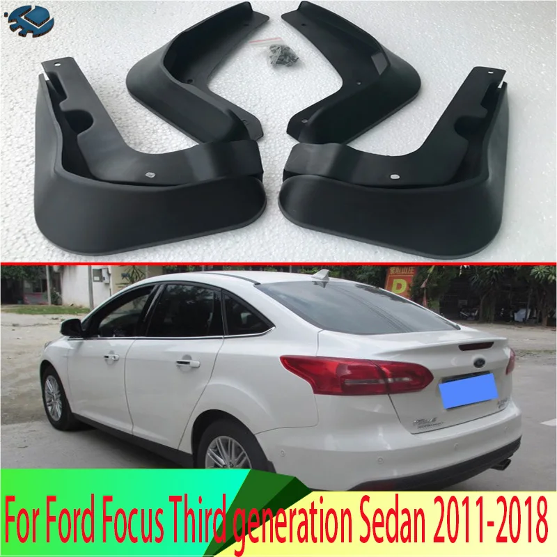 For Ford Focus Third generation Sedan 2011-2018 4PCS Mud Flaps Splash Guards Fender Mudguard Kit Mud Flap Splash Guards Mudguard