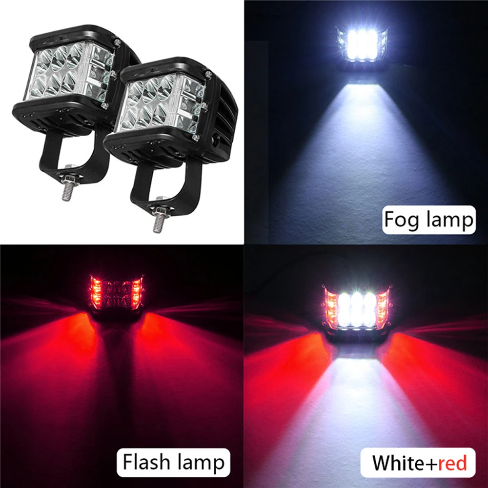 

1pcs Flashing Blue Red Amber 60W Side Shot Pod Cubes Led Work Light Driving UTV RZR Truck For Jeep Hummer Offroad