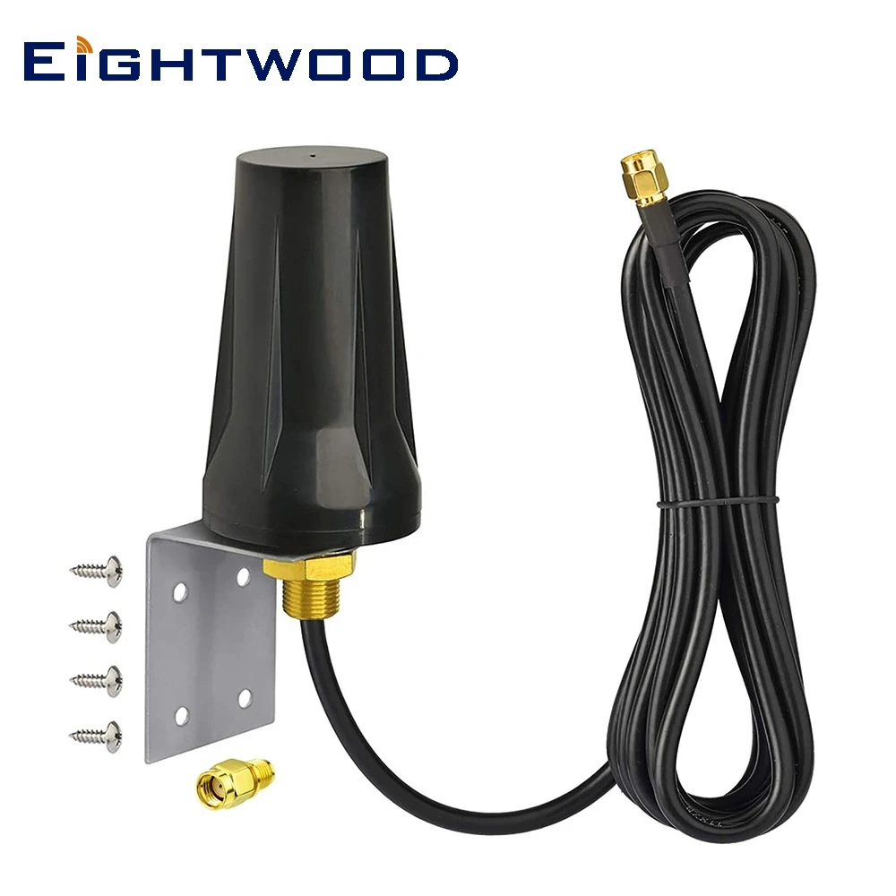 Eightwood Outdoor Wall Mount Waterproof SMA Male Antenna 3m Extension for 4G LTE Router Gateway Cellular Trail Security Camera