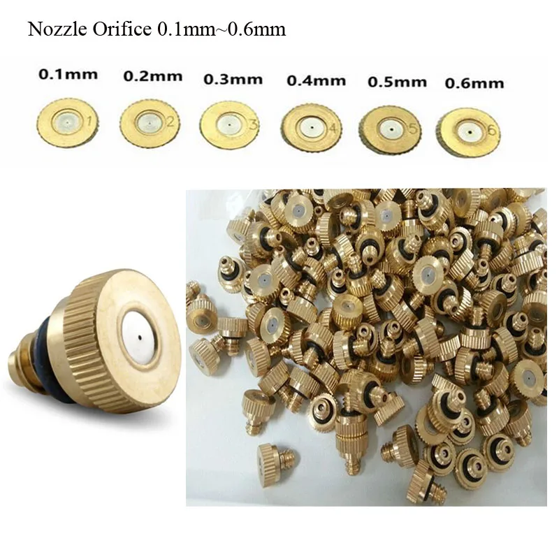 

10 pcs Brass Misting Nozzles with orifice from 0.1mm to 0.6mm Nozzle for low pressure mist cooling system