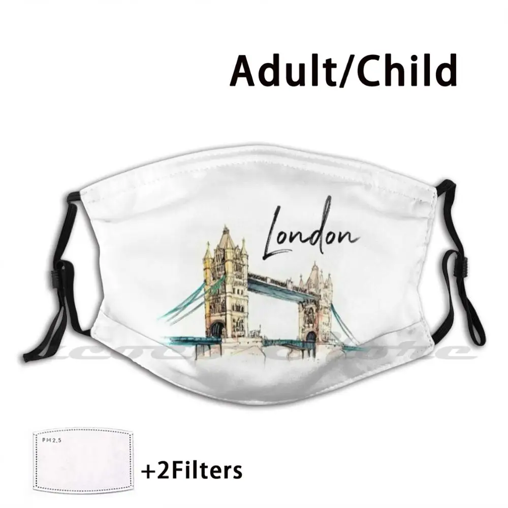 London City Tower Bridge Mask Adult Child Washable Pm2.5 Filter Logo Creativity London City Bridge Tower Bridge Uk England