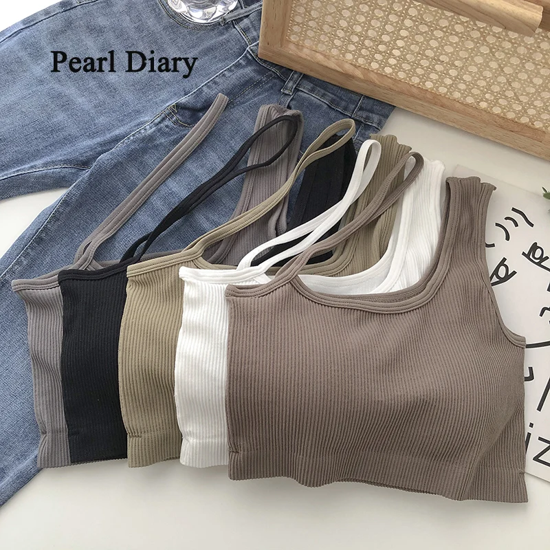 JANZHISAN Underwear Boob Tube Top Camisole Woman Clothes Bolique Shoulder Halter Neck Summer Solid Color Crop Top