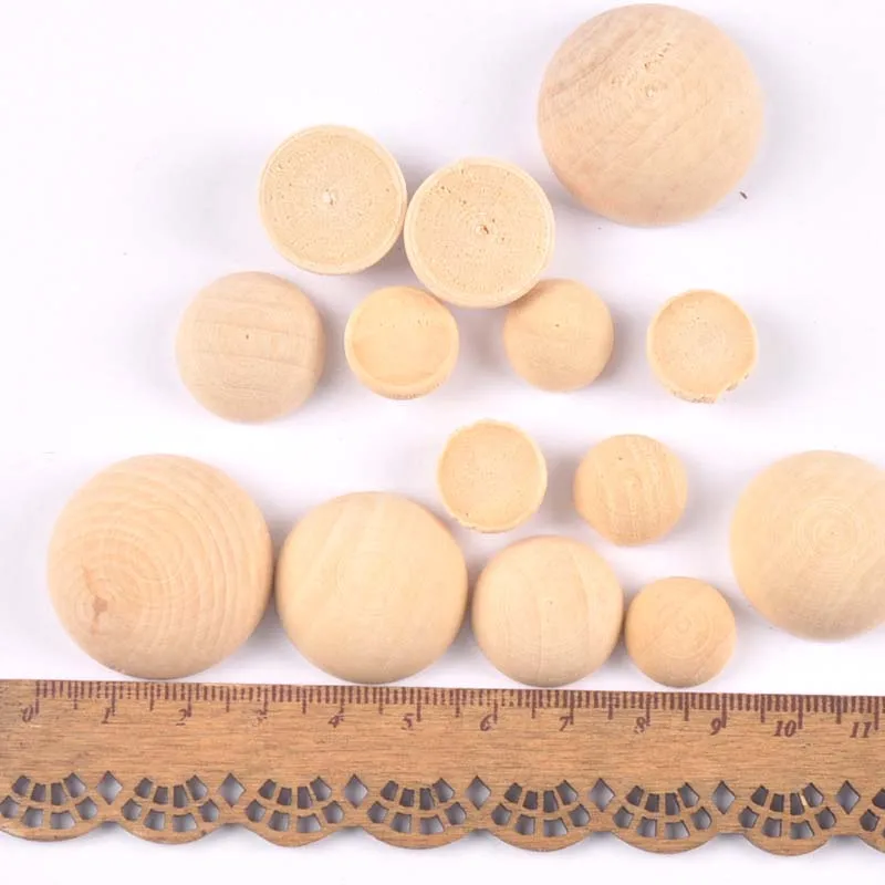 15/20/25/30mm Natural Wood Half-faced Ball Wooden Spacer Beads Craft Supplies For DIY Jewelry Making Scrapbook Accessories m2243